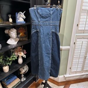 Zara Patchwork Denim Midi Dress – Size Large